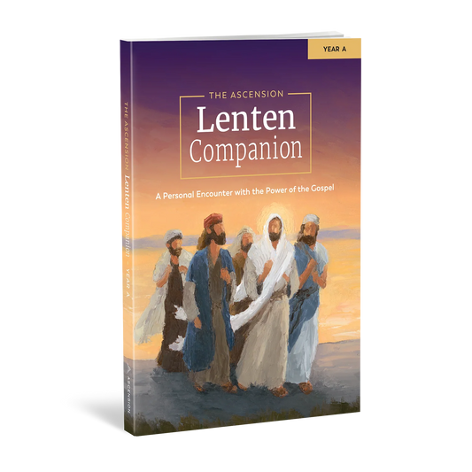 Book titled 'The Ascension Lenten Companion' with a depiction of Jesus and disciples on the cover.