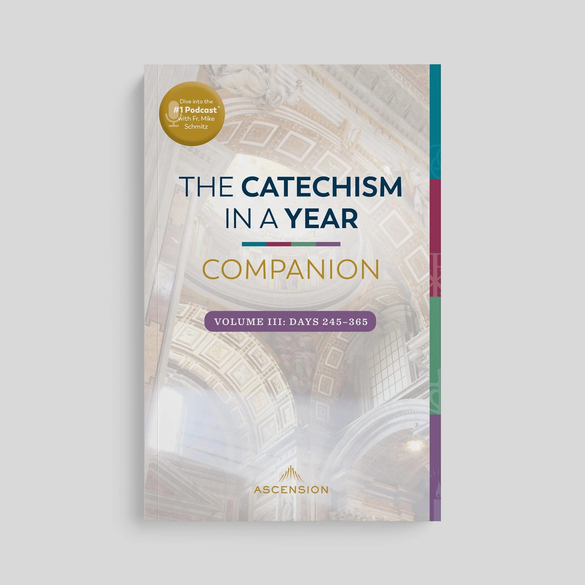 Book titled 'The Catechism in a Year Companion' on a light gray background