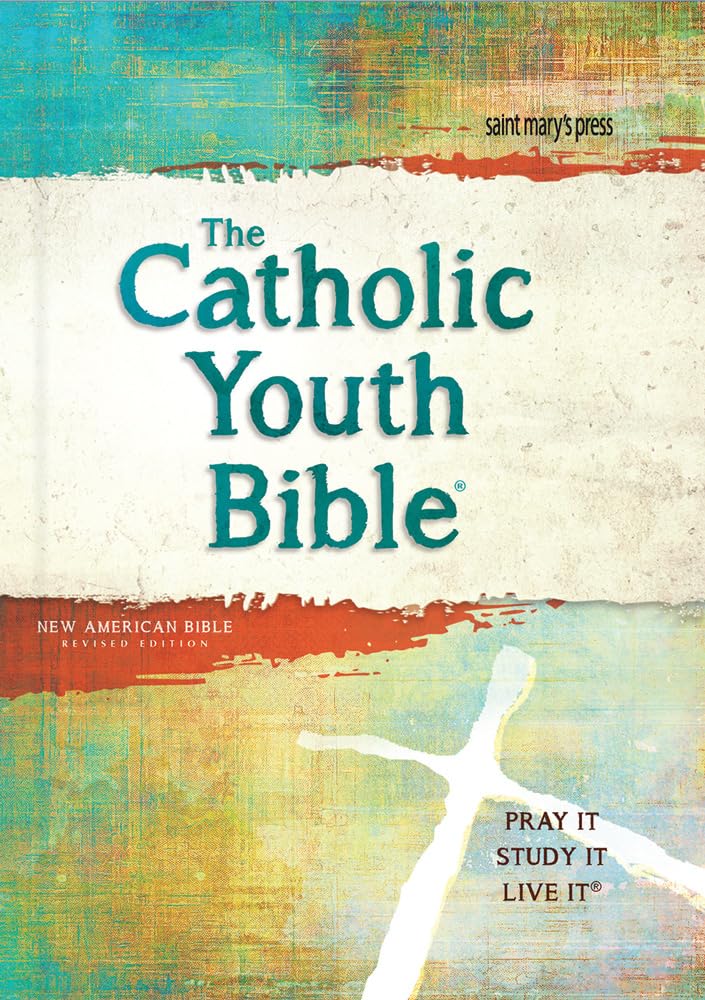 Cover of 'The Catholic Youth Bible' with colorful design and text.