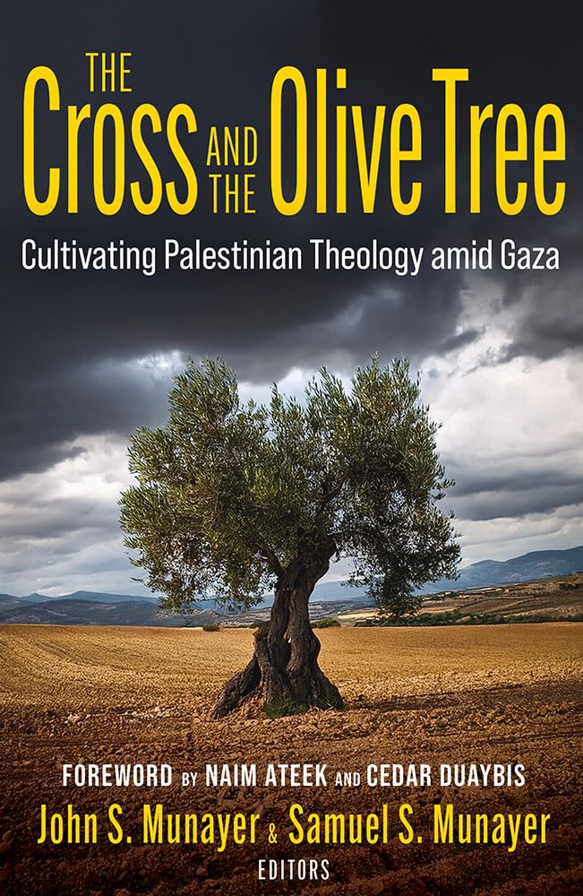 Book cover of 'The Cross and the Olive Tree' with an olive tree and landscape.