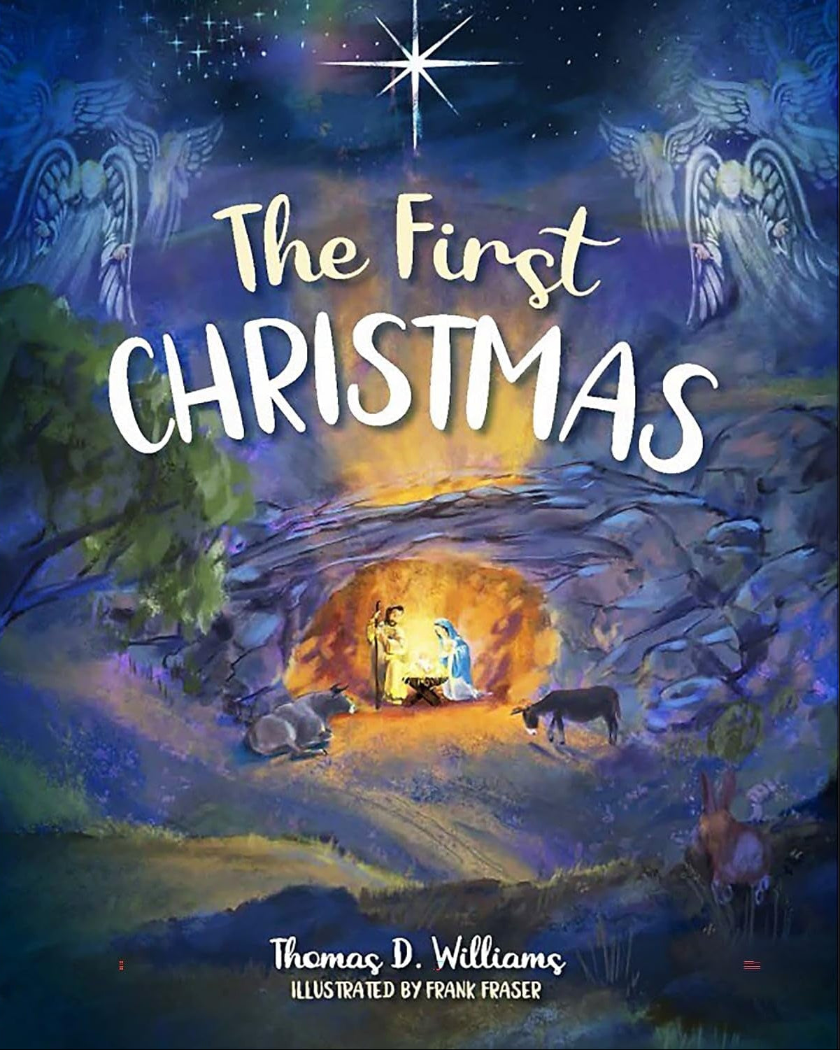 Book cover of 'The First Christmas' with a nativity scene illustration.