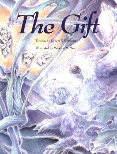 Book cover of 'The Gift' with a white rabbit and flowers