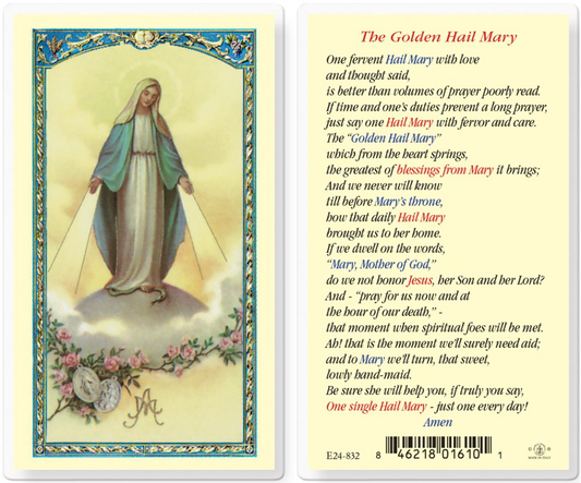 Prayer card with image of a woman and text on a white background