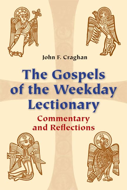 Book cover of 'The Gospels of the Weekday Lectionary' with angel illustrations and text.