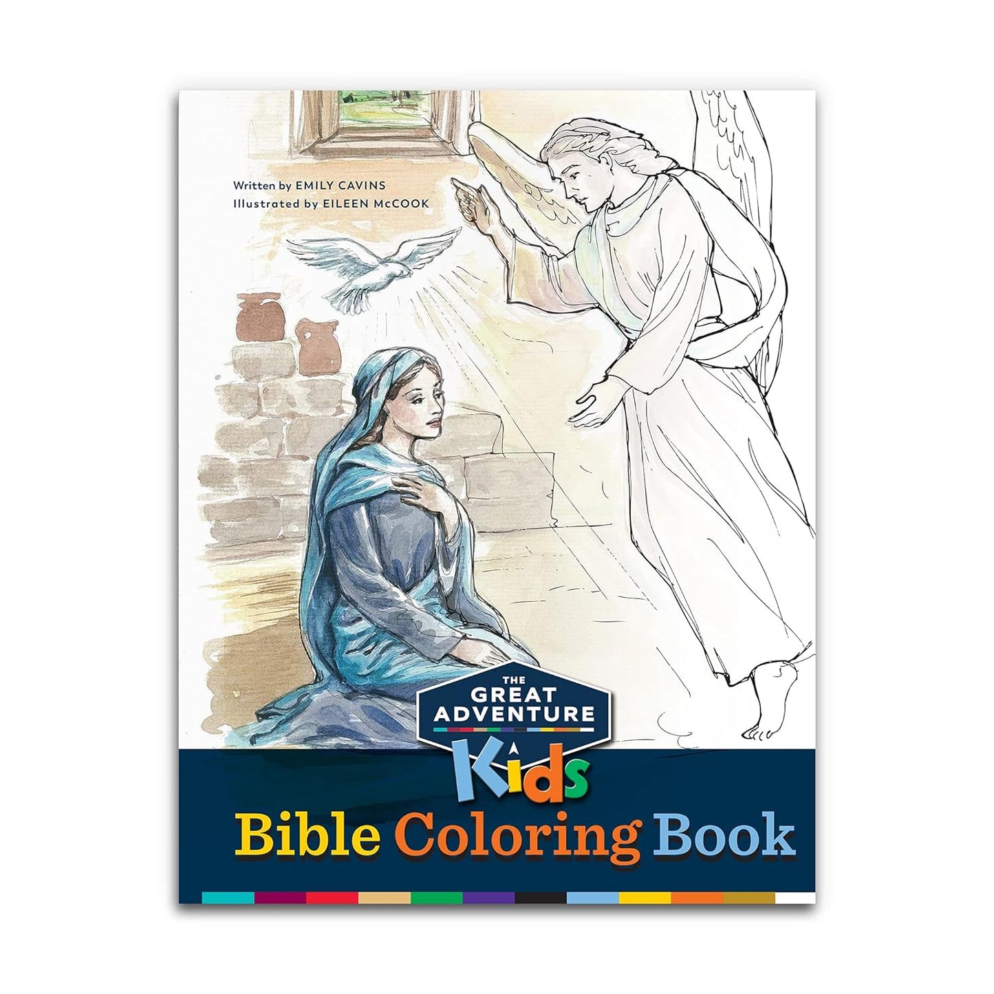 Cover of 'Great Adventure Kids - Let's Journey Through the Bible Story Colouring Book' featuring illustrated drawings of Bible characters.