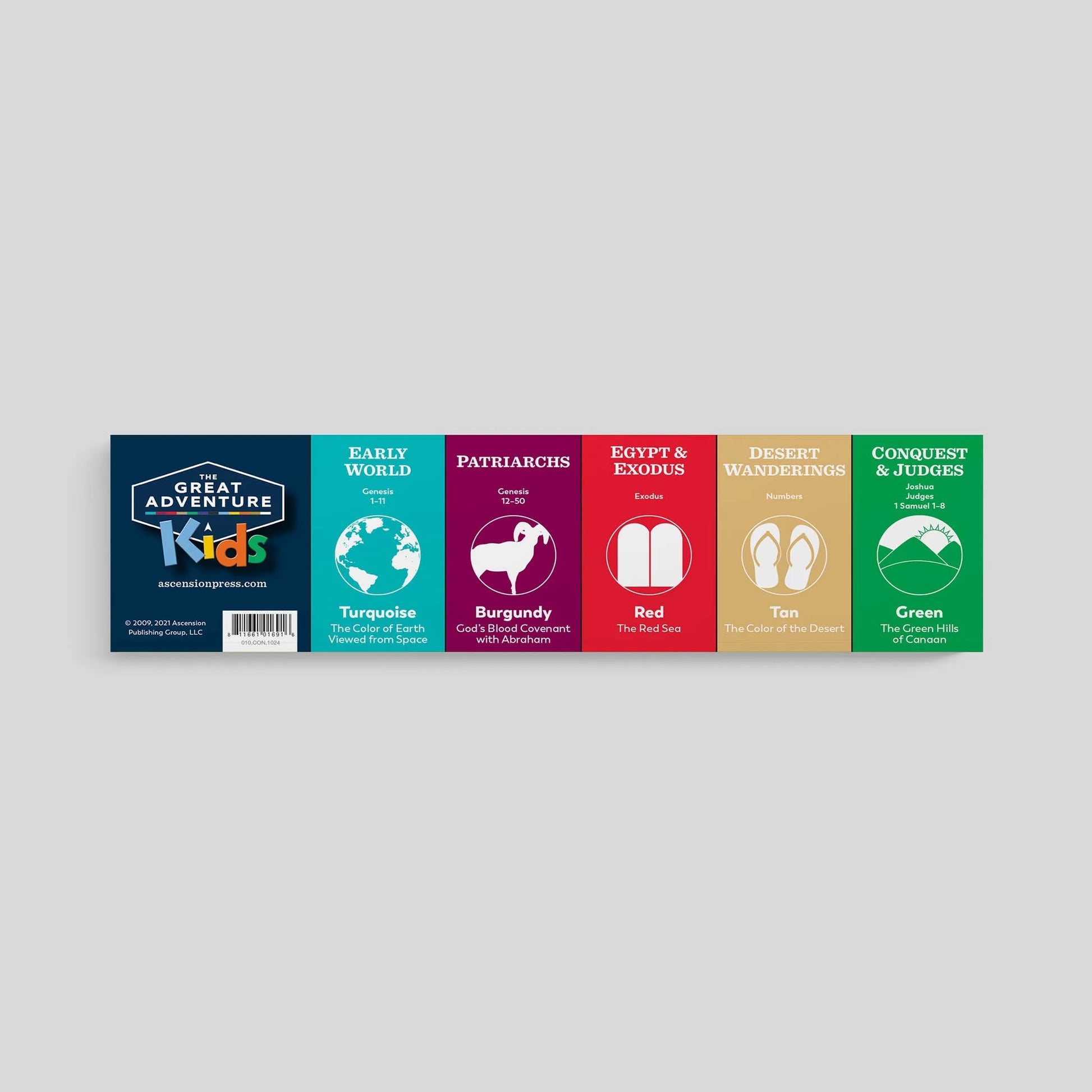 Set of book covers with color swatches on a gray background