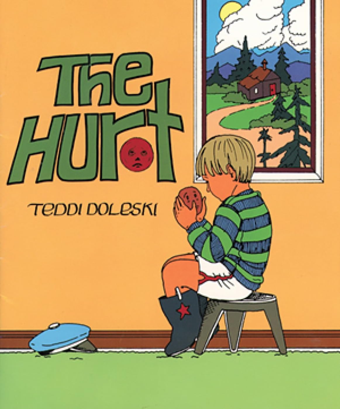 Book cover of 'The Hurt' by Teddi Doleski with a child looking out a window.
