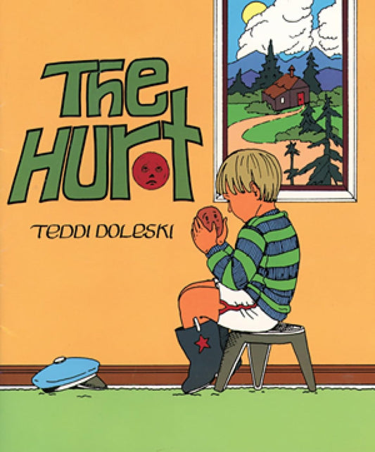 Book cover of 'The Hurt' by Teddi Doleski with a child looking out a window.