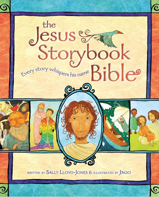 Cover of 'The Jesus Storybook Bible' with colorful illustrations and text.