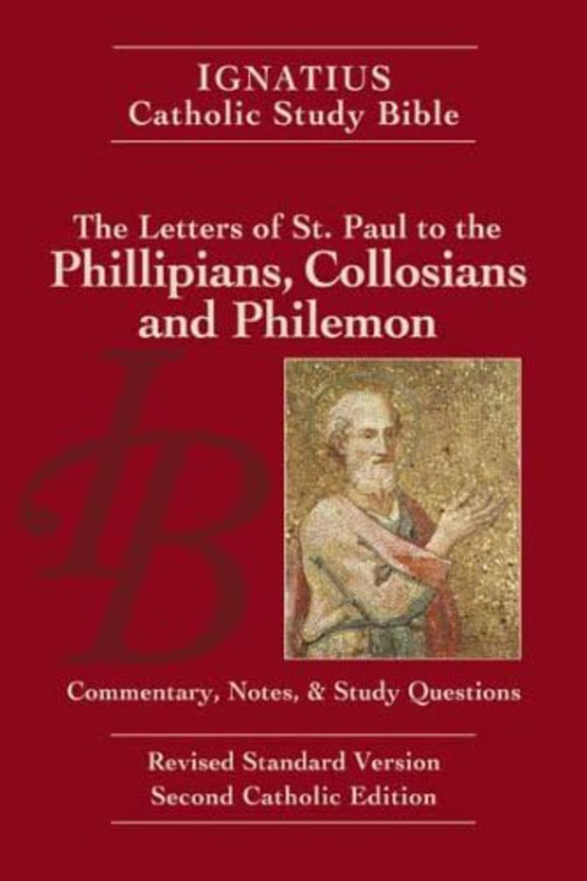 Book cover of 'The Letters of St. Paul to the Philippians, Colossians and Philemon' by Ignatius Catholic Study Bible on a red background.