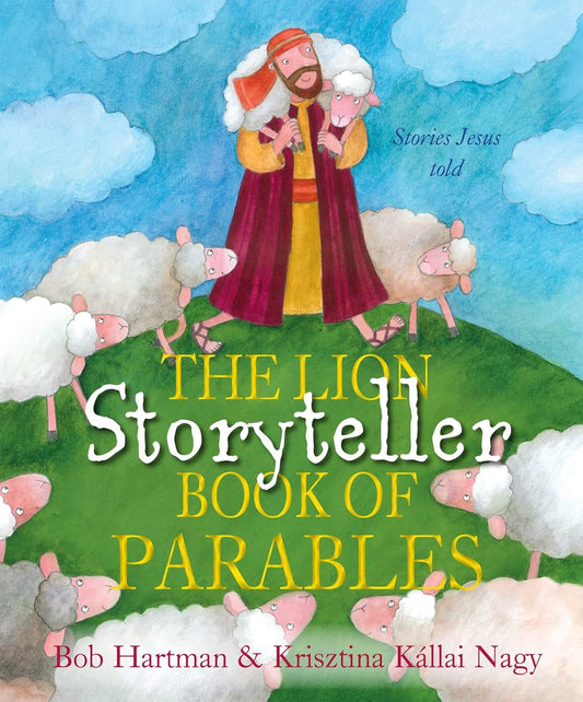 Book cover of 'The Lion Storyteller Book of Parables' with illustrations of a shepherd and sheep.