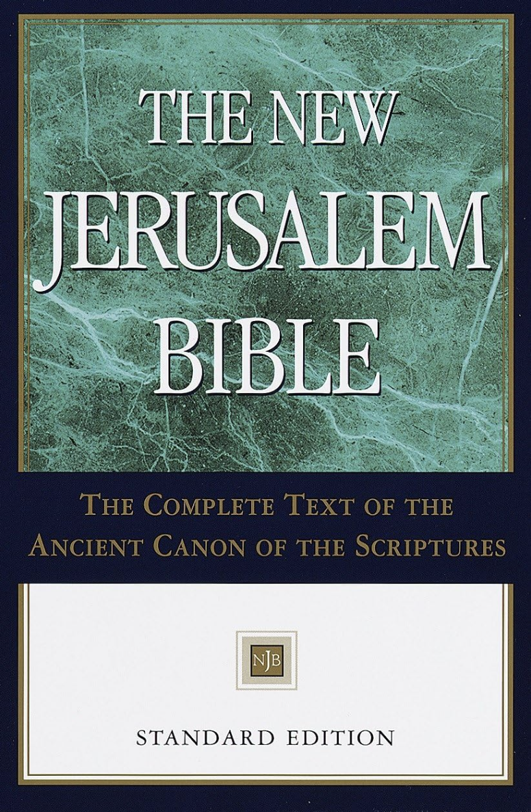 Cover of 'The New Jerusalem Bible' with text and logo.