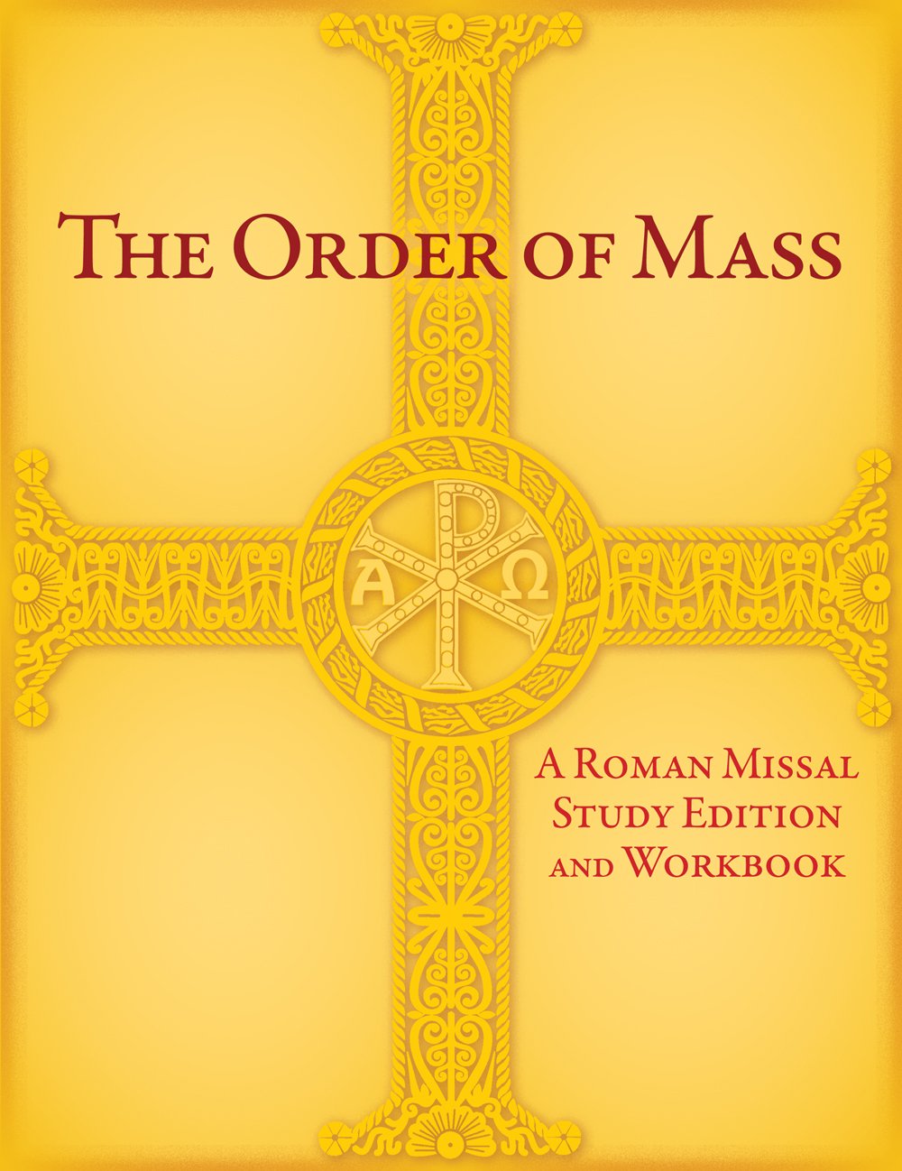 Book cover of 'The Order of Mass' with a decorative cross and text on a yellow background
