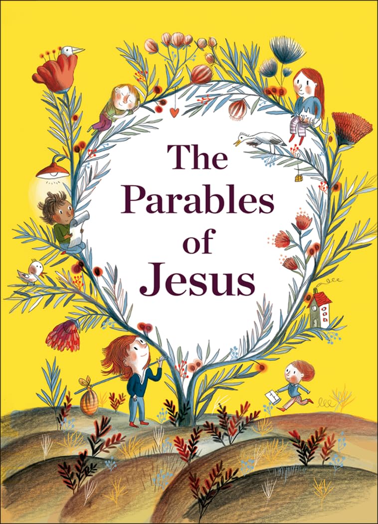 Book cover of 'The Parables of Jesus' with illustrations and a yellow background
