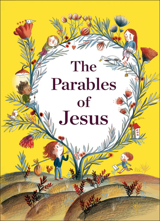 Book cover of 'The Parables of Jesus' with illustrations and a yellow background