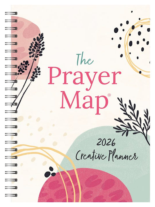2026 Creative Planner titled 'The Prayer Map' with abstract designs on a white background