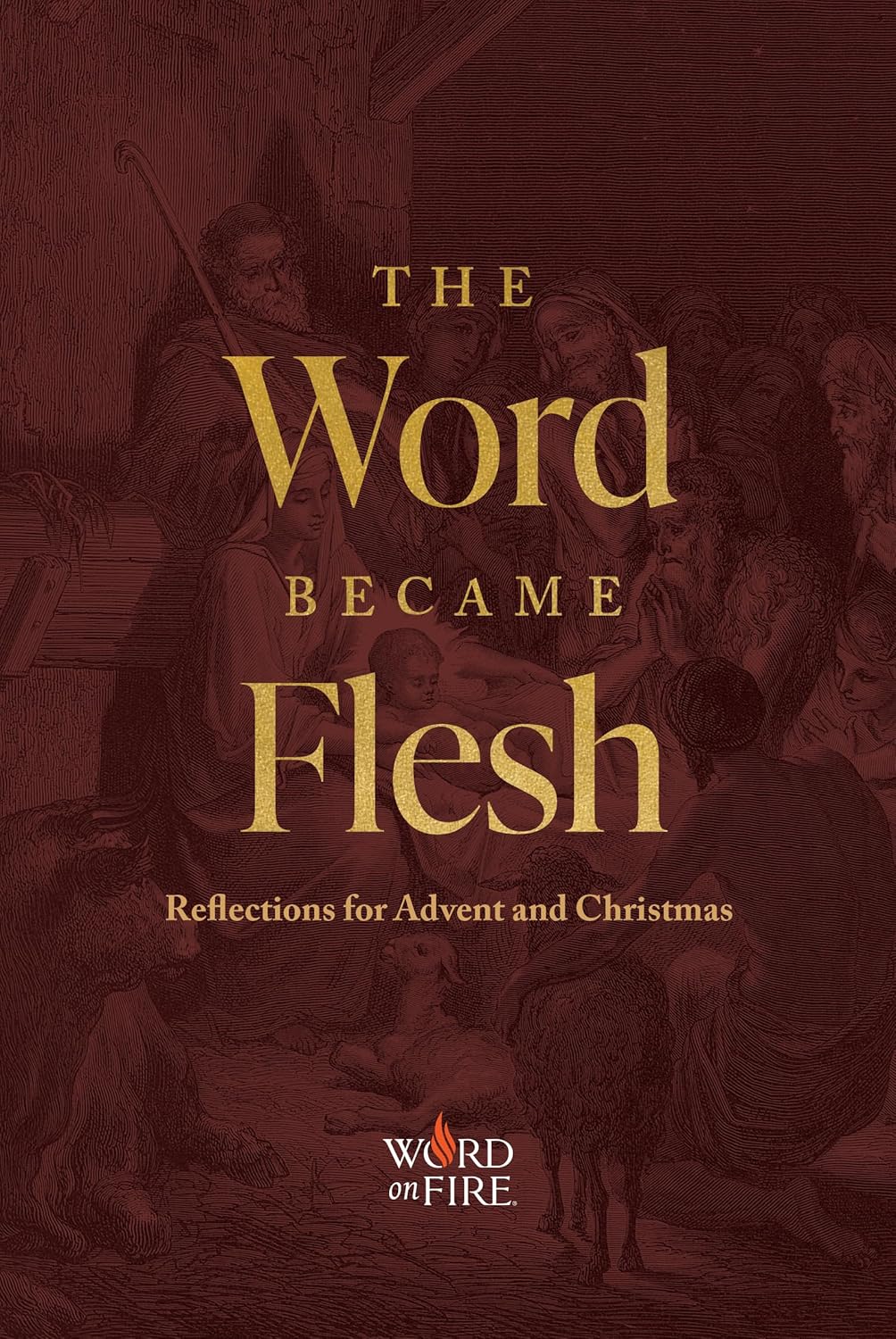 Book cover of 'The Word Became Flesh' with religious imagery and text.
