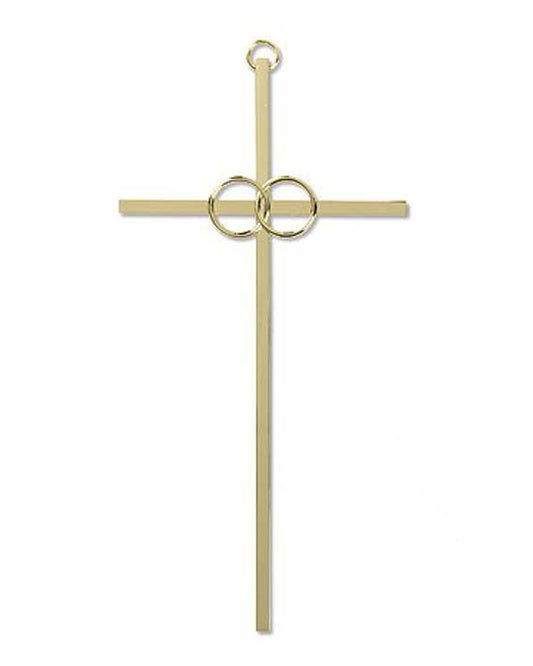 Thin Brass Wedding Cross 8"