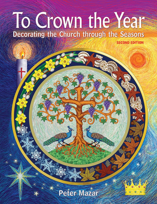 Book cover of 'To Crown the Year' with a colorful design and tree illustration.