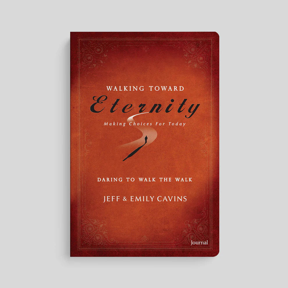 Book titled 'Walking Toward Eternity' by Jeff & Emily Cavins on a light gray background
