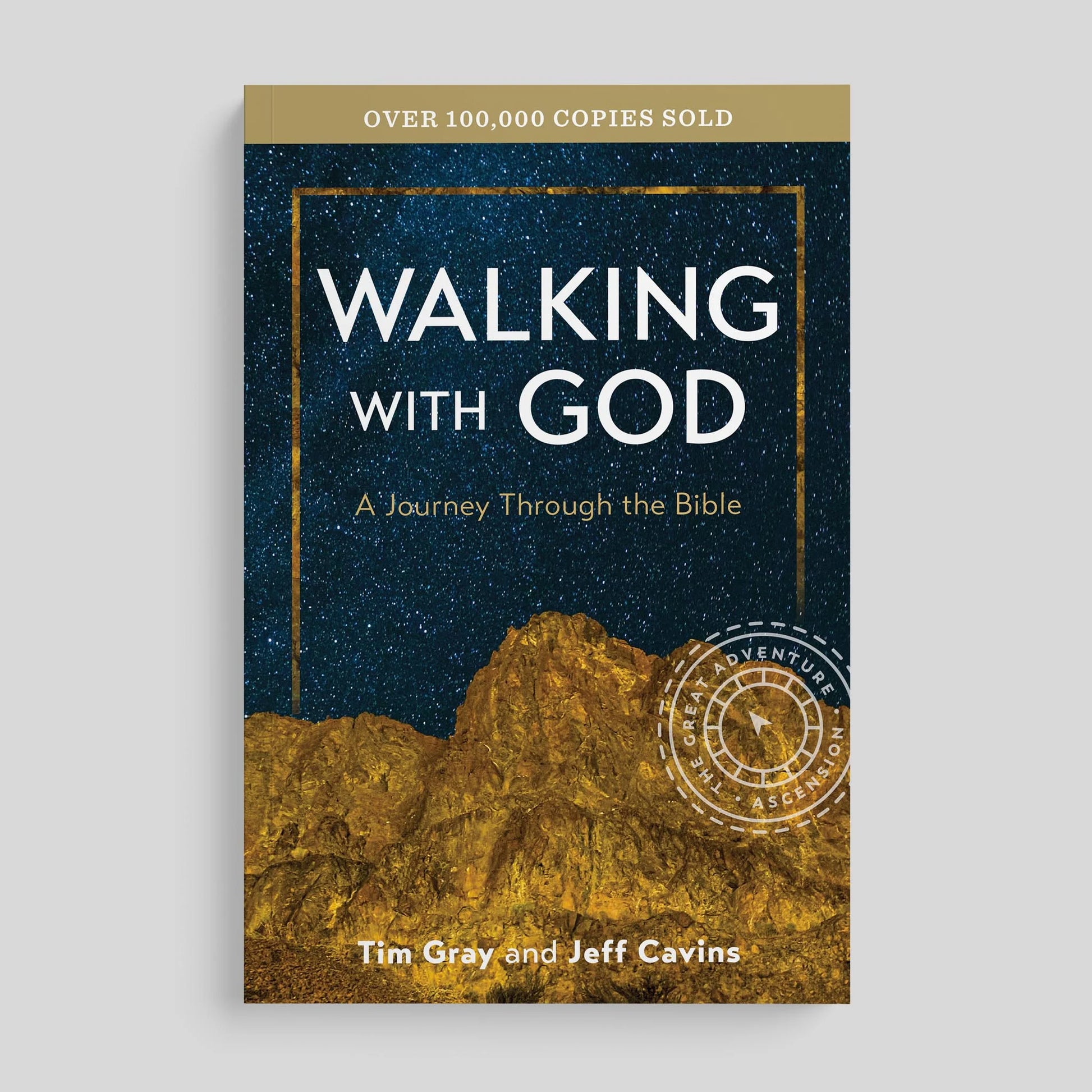 Book cover of 'Walking with God' by Tim Gray and Jeff Cavins on a gray background