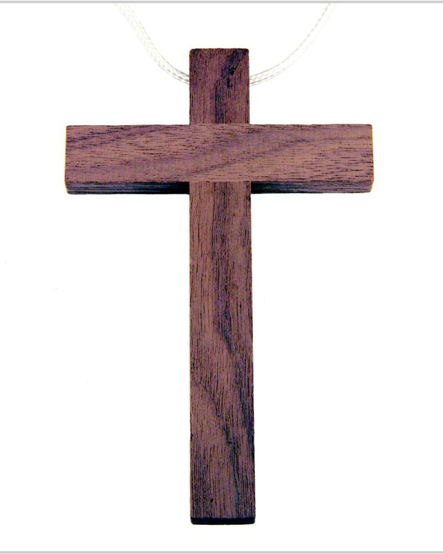 Altar Server Wood Cross with White Cord 4-3/8"