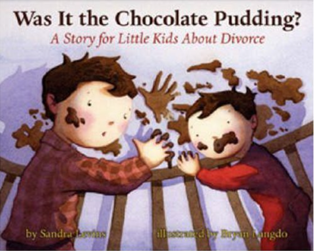 Book cover of 'Was It the Chocolate Pudding?' with two children reaching across a fence.