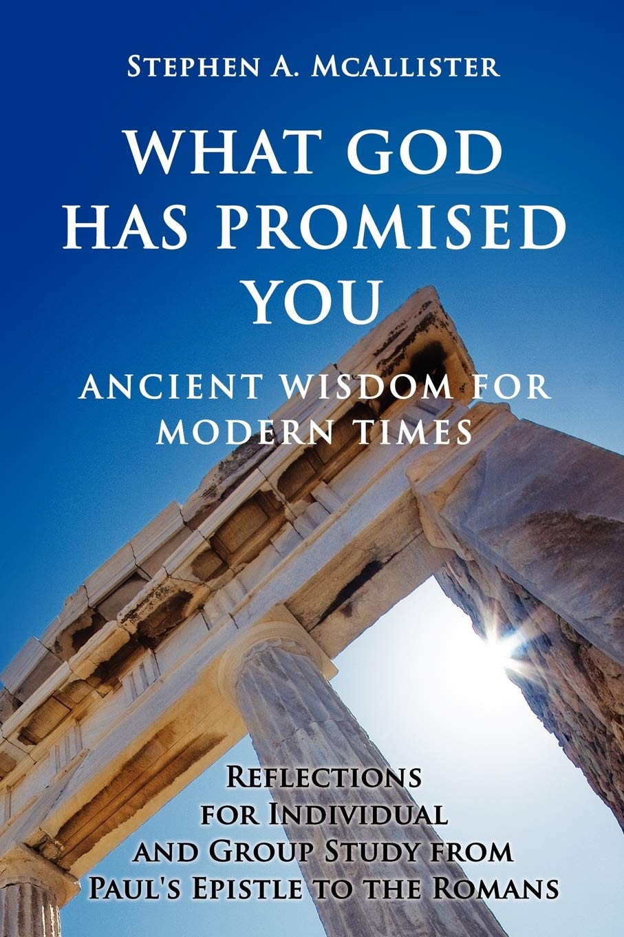 Book cover of 'What God Has Promised You' with classical architecture and blue sky.
