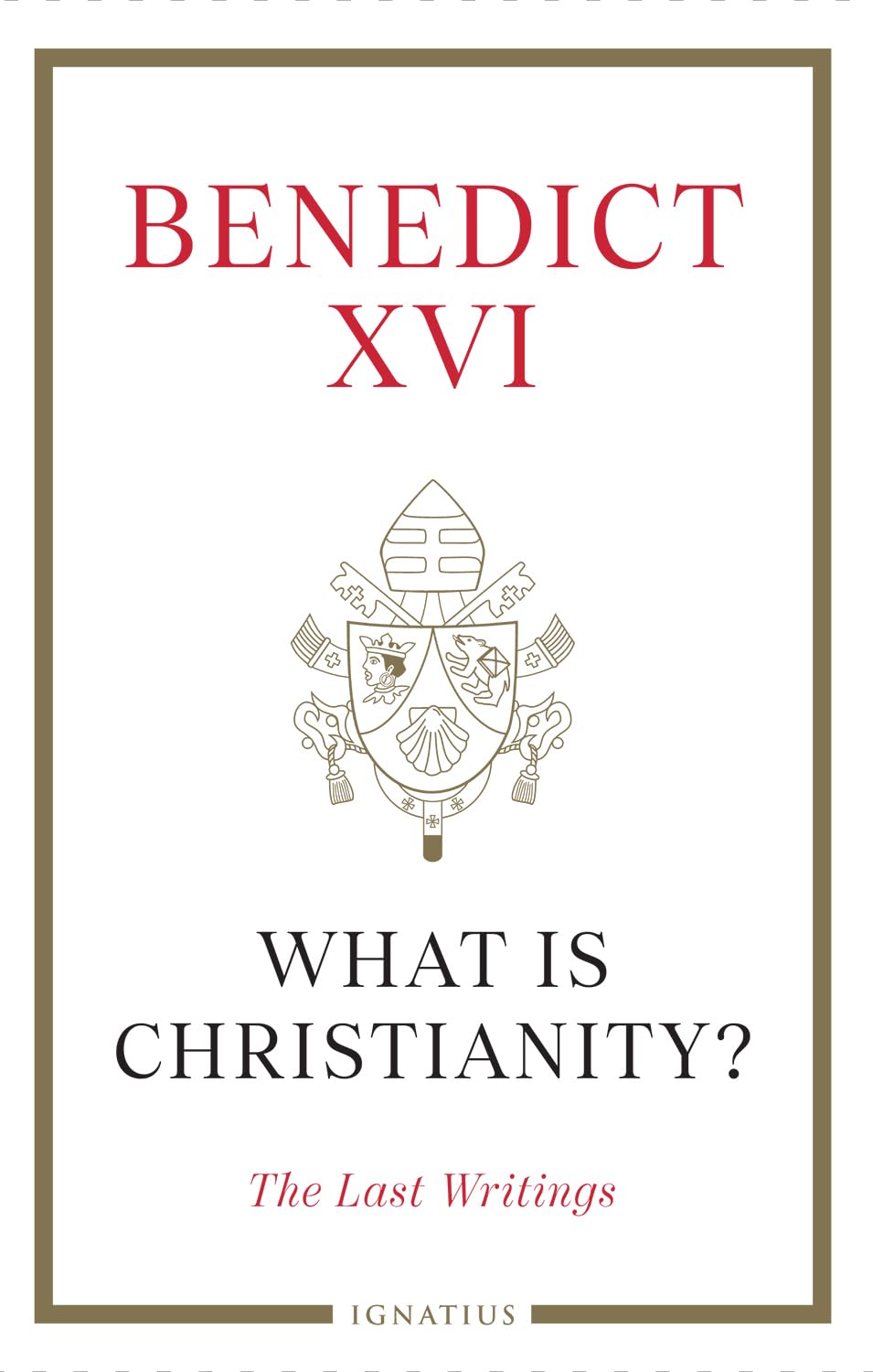Book cover of 'What is Christianity?' by Benedict XVI with a gold border and emblem.