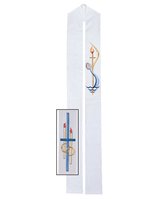 Decorative panel with religious symbols on a white background