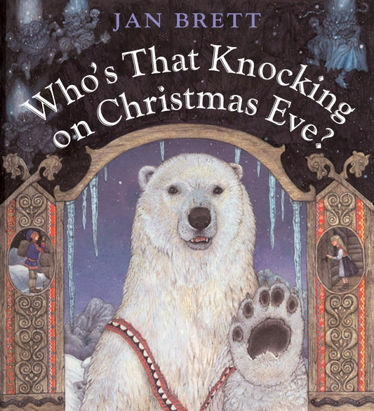 Book cover of 'Who's That Knocking on Christmas Eve?' featuring a polar bear.