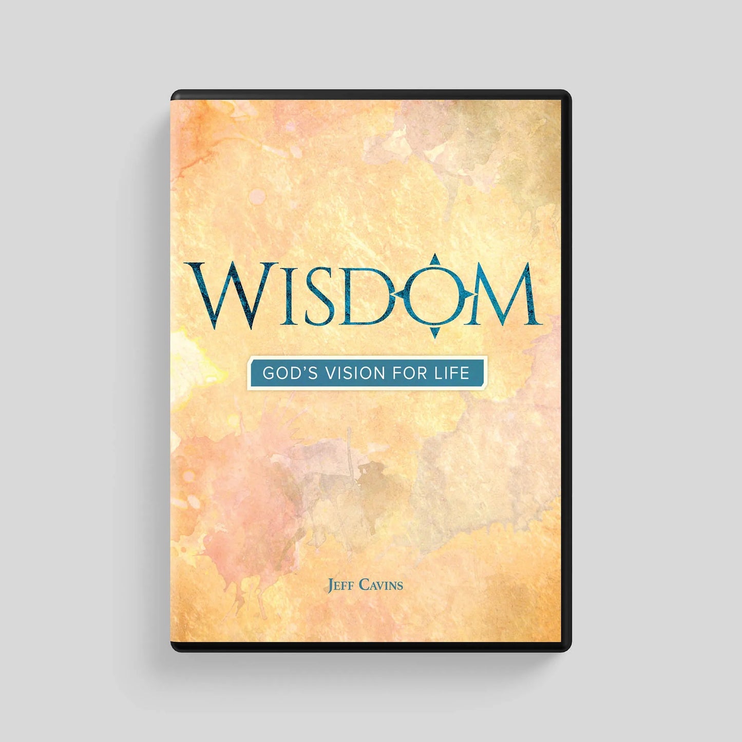 Book cover of 'Wisdom: God's Vision for Life' by Jeff Cavins with a watercolor design on a light gray background.