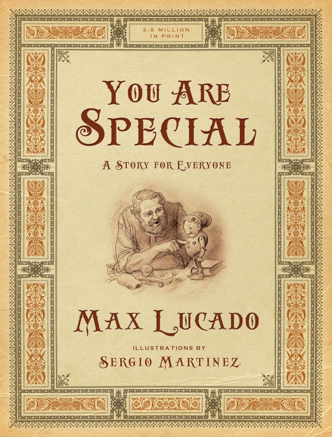 Book cover of 'You Are Special' by Max Lucado with decorative elements and illustration of a man and child.
