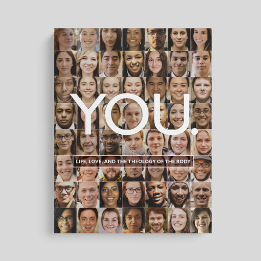Book cover with a collage of faces and the word 'YOU' on a gray background