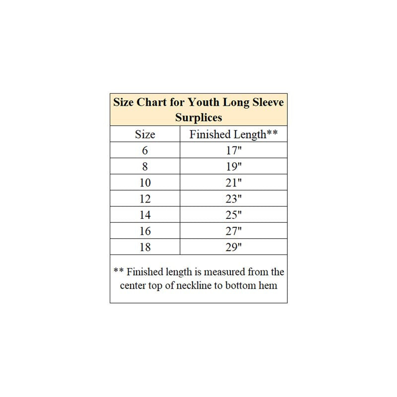 Altar Server Square Neck Surplice, Longer Version (880)