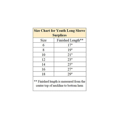 Altar Server Square Neck Surplice, Longer Version (880)