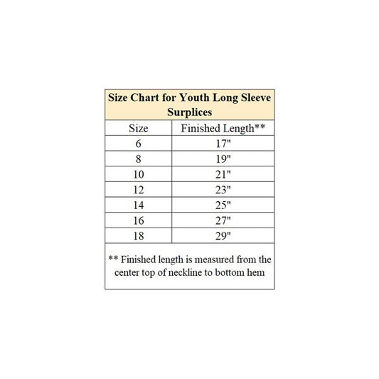 Altar Server Square Neck Surplice, Longer Version (880)