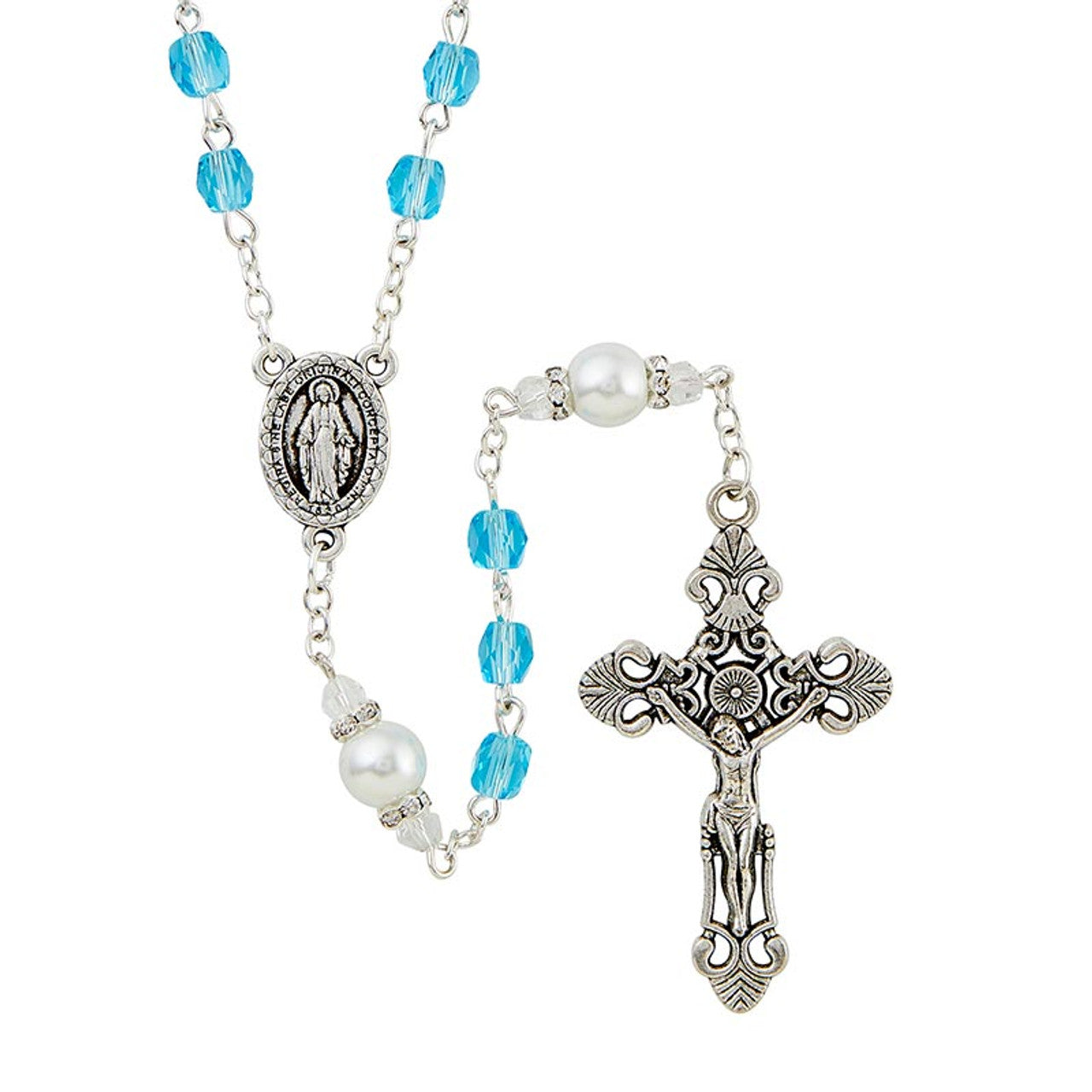 Aqua Bead Rosary