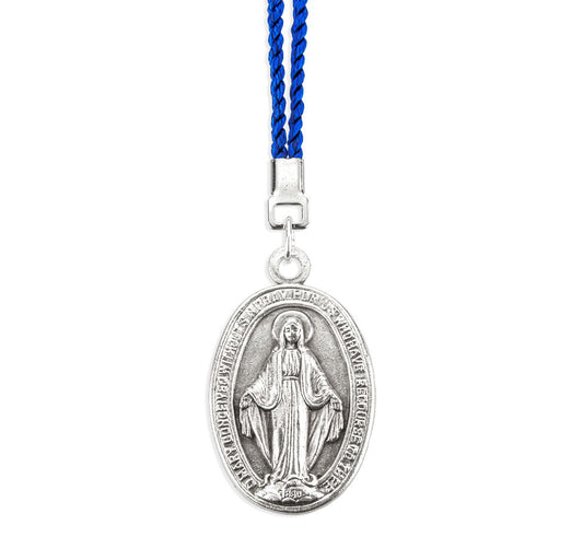 2" Miraculous Medal on Blue Cord