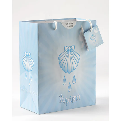 Pequeña bolsa de regalo azul para bautizo
