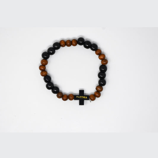 Bracelet extensible Fatima en bois noir et marron