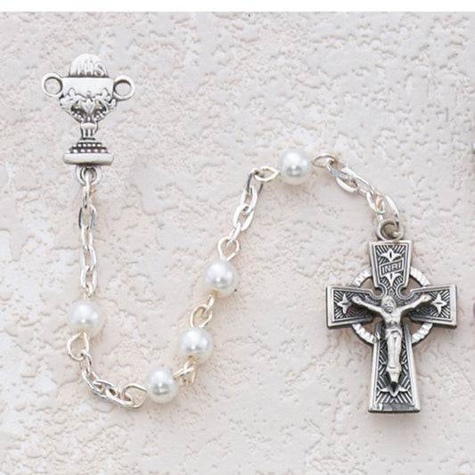 First Communion Rosary with Chalice and Crucifix