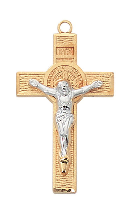 St. Benedict Two-Tone Crucifix Pendant
