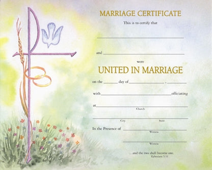 Watercolour Marriage Certificate (Box of 50)