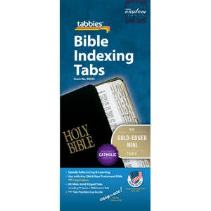 Pestañas de índice para la Biblia: Edición Mini Católica con bordes dorados