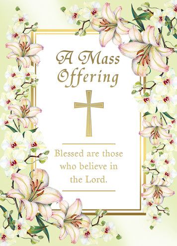 Floral design with a cross and text on a light green background