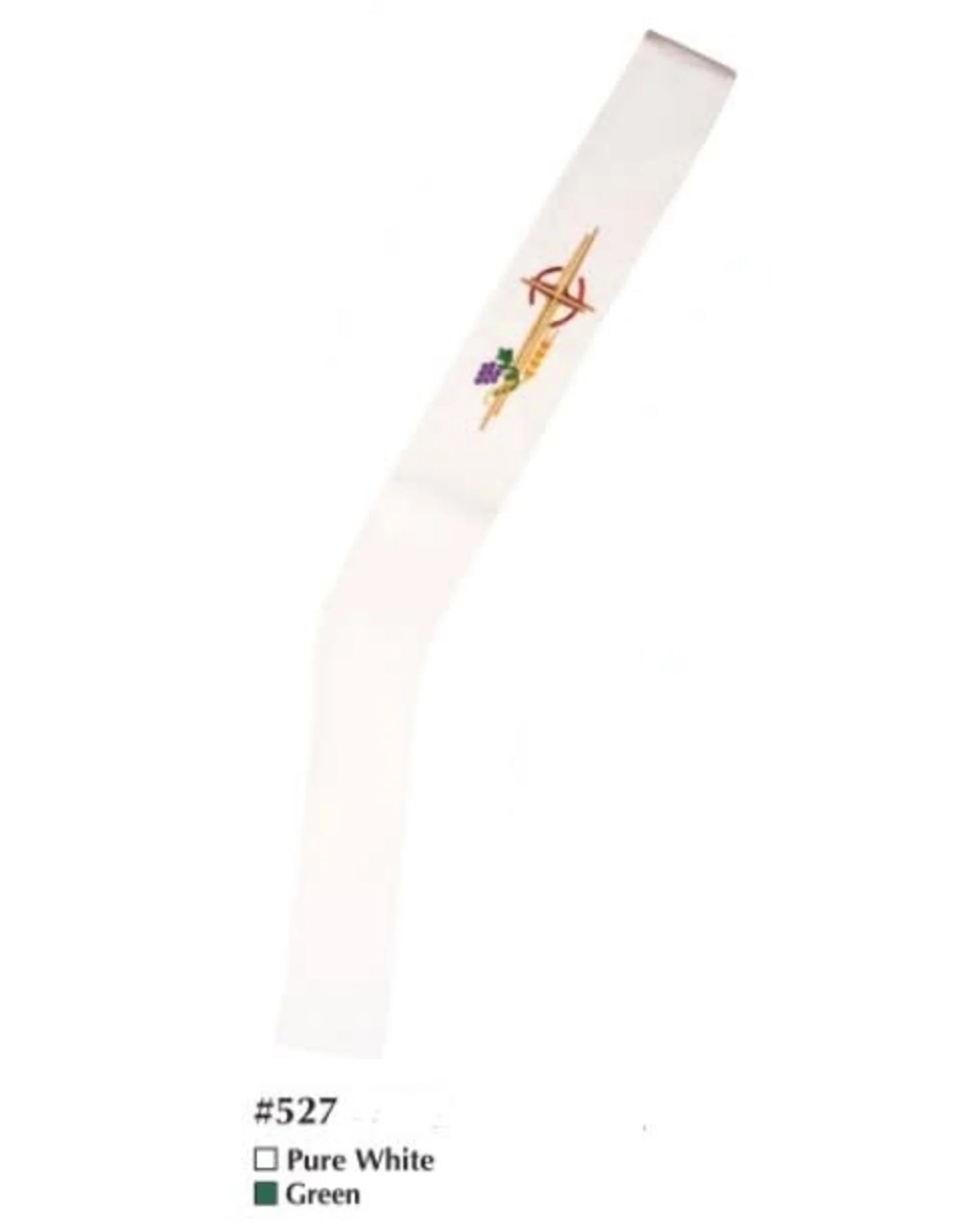 Estola diaconal - Blanco puro con bordado multicolor