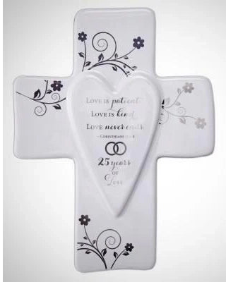 25th Anniversary Ceramic Wall Cross 7.5"