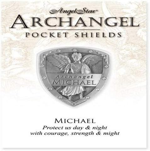 Archangel Michael pocket shield with Angel Star branding on a white background