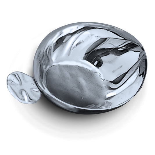 Chrome car hubcap on a white background